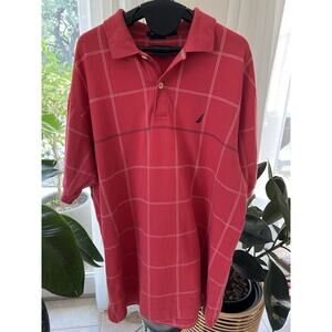 Nautica Polo Shirt Mens Large Pink Short Sleeve Sailboat Logo Golf Casual Preppy